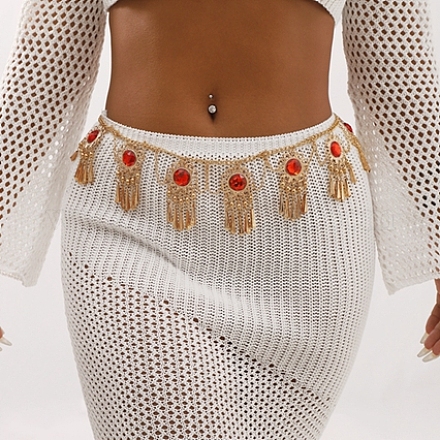 Сплав кубический цирконий цветок кисточка колокольчик цепочка ремни для женщин&nbsp;LS-AJEW-D300-01G-1