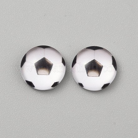 Стеклянные кабошоны на тему спортивного мяча GLAA-WH0042-51F-1