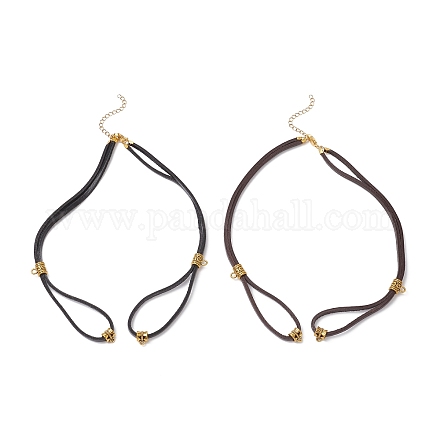 2шт. 2-х цветный шнур из коровьей кожи для изготовления двухслойного ожерелья AJEW-JB01355-1