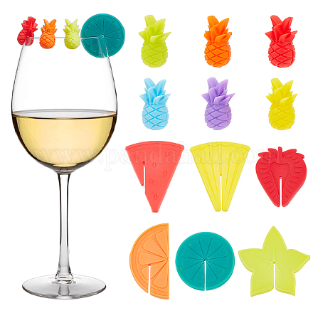 2 набор из 2 силиконовых подвесок для бокалов вина AJEW-NB0005-70-1