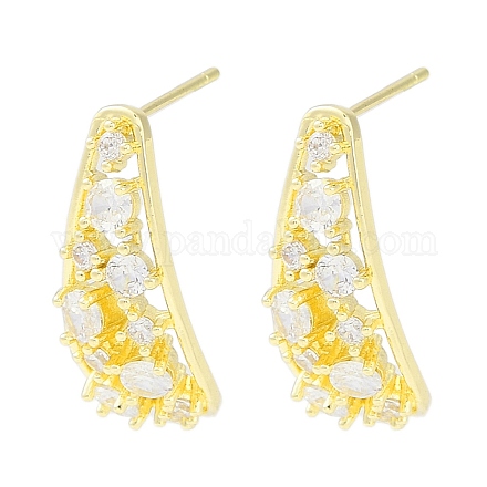Фурнитура для серег-гвоздиков из латуни с паве из прозрачного кубического циркония KK-F875-03G-1