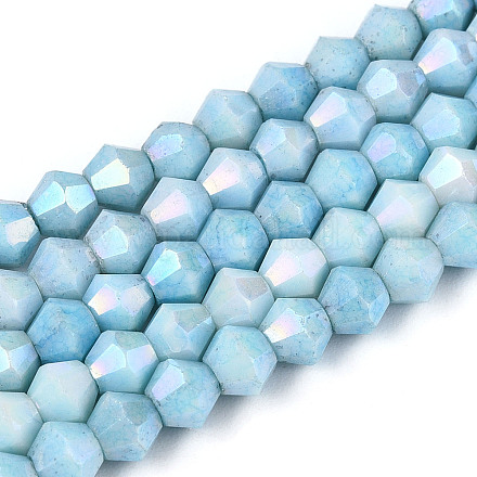 Антикоррозийные гальванические биконические стеклянные бусины EGLA-T021-4mm-16-08-1