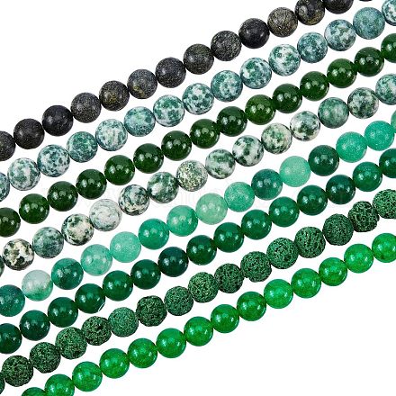 8 нитка 8 стиля матовые натуральные смешанные драгоценные камни круглые бусины нитки G-OC0002-06-1