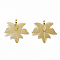 Autumn Theme Iron Pendants, Electroplate Natural Leaf, Maple Leaf, Golden Plated, 36~38x34~35x1mm, Hole: 3x5.5mm