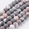 Natural Pink Zebra Jasper Beads Strands, Frosted, Round, 4mm, Hole: 0.8mm, about 83~90pcs/strand, 14.5 inch
