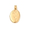 304 Stainless Steel Pendants, Ion Plating(IP), Oval with Rose Flower Charms, Real 14K Gold Plated, 20x11.5x5mm, Hole: 2mm
