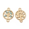 Alloy Enamel Connector Charms, Flat Round Tree Links with Evil Eye, Light Gold, Nickel, Teal, 23.5x16.5x2mm, Hole: 2mm