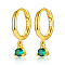 Real 18K Gold Plated 925 Sterling Silver Hoop Earrings, with Cubic Zirconia Diamond Charms, with S925 Stamp, Green, 17mm