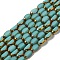 Electroplate Glass Beads Strands, Opaque Solid Color, Half Golden Plated, Faceted, Oval, Dark Turquoise, 7x4.5x3.5mm, Hole: 0.8mm, about 48~50pcs/strand, 12.59~13.38 inch(32~34cm)