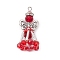 Handmade Glass Seed Beaded Angel Pendants, with Antique Silver Alloy Wings & Electroplate Glass Beads, Red, 30x19mm, Hole: 1.8mm