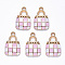 Alloy Enamel Pendants, Handbag, Light Gold, Pearl Pink, 21x13.5x3mm, Hole: 2mm