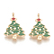 Alloy Enamel Pendants, Cadmium Free & Lead Free, Christmas Trees, Light Gold, Green, 23.5x17x3mm, Hole: 1.5mm