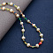 Natural Freshwater Pearl Rice & Glass & Acrylic Beaded Necklaces for Women, Golden, Colorful, 15.75 inch(40cm)