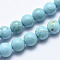 Natural Howlite Beads Strands, Dyed & Heated, Round, Cyan, 6mm, Hole: 1mm, about 62pcs/strand, 15.7 inch(40cm)