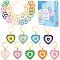 Alloy Enamel Heart Pendant Decorations, with 304 Stainless Steel Leverback Earring Findings, Mixed Color, 35mm, 9 colors, 2pcs/color, 18pcs/box