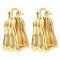 Rack Plating Brass Hoop Earrings, Twist Trapezoid, Real 16K Gold Plated, 27x15.5x11.5mm