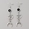 Black Resin Star with Moon Dangle Earrings, Alloy Long Drop Earrings for Women, Antique Silver & Platinum, 80mm, Pin: 0.6mm