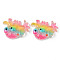 Rainbow Resin Cabochons, with Glitter, Fish Shape, Colorful, 26x27x8mm