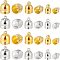Brass Cord Ends, Golden & Silver, 9~12x6~10mm, Hole: 1mm, Inner Diameter: 5~8.5mm, 120pcs/box