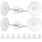 1600Pcs 2 Styles  304 Stainless Steel Flat Round Blank Peg Stud Earring Findings, Earring Cabochon Setting Post Cup with Plastic Ear Nuts, Stainless Steel Color, 12x6mm, Pin: 0.6mm