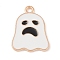 Halloween Theme Alloy Enamel Pendants, Light Gold, Ghost Charm, White, 20x15x1mm, Hole: 1.8mm