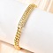 Brass Micro Pave Clear Cubic Zirconia Rectangle Link Bracelets, Curb Chain Bracelets for Women, Rack Plating, Long-Lasting Plated, Lead Free & Cadmium Free, Real 18K Gold Plated, Moon, 7-3/8 inch(18.7cm)