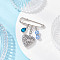Iron Safety Pins, 304 Stainless Steel Diffuser Locket Pendants Brooches, Heart, with Glass Pearl Beads & Glass, Platinum, Heart, 57x50mm
