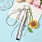 Woolen Yarn Sunflower & Polyester Plastic Pearl & Alloy Key Pendant Decorations, Antique Silver, 250mm