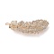 Alloy Crystal Rhinestone Alligator Hair Clips, Feather, Light Gold, 69x21x14mm