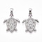 Brass Micro Pave Cubic Zirconia Pendants, Cadmium Free & Lead Free, Turtle Charms, Platinum, 23.5x18.5x3.5mm, Hole: 5x2.5mm