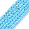 Electroplate Opaque Solid Color Glass Beads Strands, Half Rainbow Plated, Faceted, Rondelle, Sky Blue, 2.3~2.7x1.5mm, Hole: 0.4mm, about 135~140pcs/strand, 26~27cm