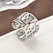 304 Stainless Steel Open Cuff Rings for Women, Stainless Steel Color, 17mm, Adjustable
