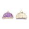 Eco-Friendly Zinc Alloy Pendants, with Enamel, Cadmium Free & Nickel Free & Lead Free, Croissant, Light Gold, Medium Purple, 12x17x2mm, Hole: 1.8mm