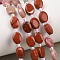 Cherry Quartz Glass & Natural Red Jasper & Sodalite & Green Strawberry Quartz & Rhodonite Beads Strands, Flat Oval, with Seed Beads, 8~8.5x6~6.4x3.8~4mm, Hole: 0.7mm, about 37pcs/strand, 15.28''(38.8cm)