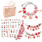 DIY European Bracelet Making Kits, including Alloy Bracelet Making & European Dangle Charms & European Beads, Rondelle Lampwork European Beads, Red, 11~14x7~9mm, Hole: 5mm
