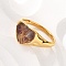 Heart Natural Amethyst Finger Rings, 304 Stainless Steel Rings, Real 18K Gold Plated, 10mm, US Size 7(17.3mm)