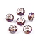 Imitation Jade Glass European Beads, Large Hole Beads, with Brass Cores, AB Color Plated, Faceted, Rondelle, Medium Orchid, 13.5~14x9~9.5mm, Hole: 5mm
