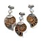 Synthetic Opalite Fossil Snail Pendants, with Alloy Findings, Platinum Metal Color, 58~78x29~35x8~9mm, Hole: 4x6mm