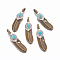 Tibetan Style Alloy Big Pendants, with Synthetic Turquoise, Feather, Antique Bronze, 65x15x8.5mm, Hole: 4x6mm