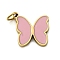 304 Stainless Steel Enamel Charms, with Jump Ring, Butterfly Shape Charms, Ion Plating(IP), Real 18K Gold Plated, Pink, 11.5x11.5x1.5mm, Hole: 2.5mm
