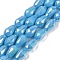 Opaque Solid Color Electroplate Glass Beads Strands, AB Color Plated, Faceted, Teardrop, Light Sky Blue, 6x4mm, Hole: 0.9mm, about 65~67pcs/strand, 15.35~16.14 inch(39~41cm)