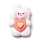 Lovely Animal Opaque Resin Cabochons, Heart, Rabbit, 29x19x8mm