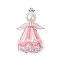 Beaded Angel Charms, Acrylic & Alloy & Glass Seed Beads Pendants, Pink, 48x25mm, Hole: 3x2.5mm