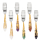 Gemstone Bullet Pendant Credit Card Clip Puller, Iron Card Clip Grabber, 84mm, 6 style, 1pc/style, 6pcs/set