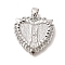 Rack Plating Brass Pendants, Cadmium Free & Lead Free, Heart with Letter A~Z Charms, Letter H, 24x22x3mm, Hole: 5x3.5mm