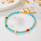 Round Synthetic Turquoise & Natural Red Agate & Freshwater Pearls Beaded Bracelets for Women