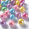 Opaque Acrylic Beads, AB Color Plated, Round, Mixed Color, 16x15mm, Hole: 2.8mm