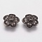 Brass Micro Pave Cubic Zirconia Bead Cap, 5-Petal, Gunmetal, 10x3mm, Hole: 1mm