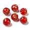 Handmade Lampwork Beads, Round, Red, 15.5~16mm, Hole: 1.6~2.3mm