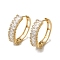 Brass Hoop Earrings, with Glass, Light Gold, 25.5x6.5mm